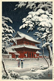 Snow At Zojoji - Tsuchiya Koitsu - Japanese Ukiyo-e Woodblock Print Art Painting