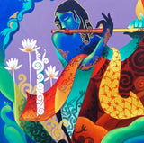 Indian Art - Painting - Krishna Playing The Flute 2