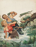 Lizards From Hell  - True Men Magazine Cover Pulp Art - Wil Hulsey Painting