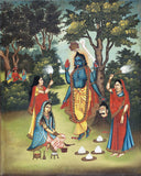 Krishna As Kali Worshipped By Radha - Vintage Indian Art