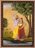 Indian Art - Vintage Painting - Radha Krishna In Forest