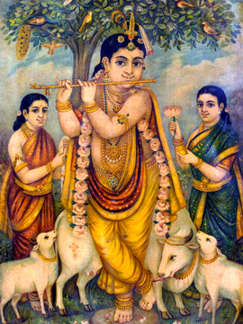 Venugopal Krishna - C G Ramanujam - Raja Ravi Varma Press Oleograph Print - Indian Painting