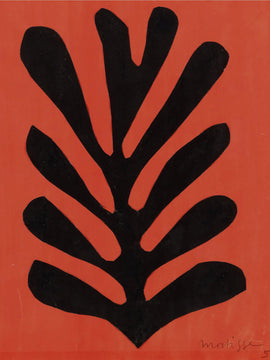 Black Leaf On Red Background (Feuille Noire Sur Fond Rouge) – Henri Matisse - Cutouts Lithograph Art Print