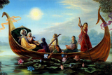 Indian Art - Painting - Krishna And Radha Moonlight Boat Ride