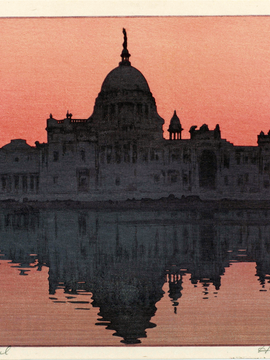 Dusk at Victoria Memorial Calcutta - Yoshida Hiroshi - Vintage Japanese Woodblock Print 1931