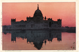 Dusk at Victoria Memorial Calcutta - Yoshida Hiroshi - Vintage Japanese Woodblock Print 1931