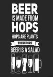 Beer Is Salad - Home Bar Wall Decor - Beer Pub Restaurant Poster Art - Beer Lover Gift